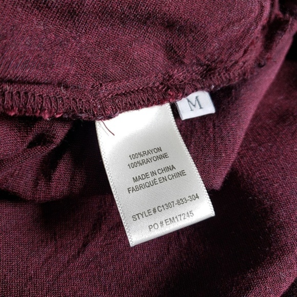 CLOTH & STONE Burgundy Cold Shoulder Top M - Picture 6 of 7